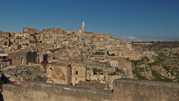 Vista de una hermosa ciudad de Matera, Italia — Vídeos de Stock