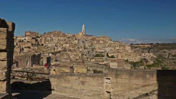 Blick auf eine schöne Stadt Matera, Italien — Stockvideo