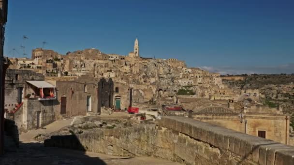 Vista de una hermosa ciudad de Matera, Italia — Vídeos de Stock