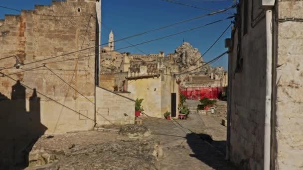 Güzel bir Matera kasabası manzarası, İtalya — Stok video