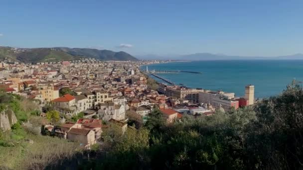 Вид на город Салерно, Италия — стоковое видео