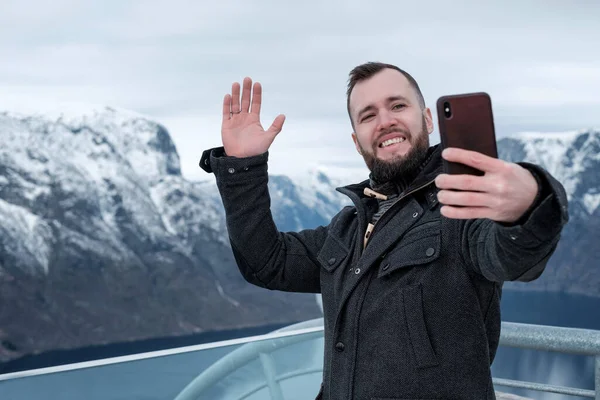 Widok Fiord Aurlandsfjord Norwegii — Zdjęcie stockowe