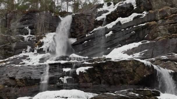 Водопад Ущелье Бордалсжелет Воссе Норвегия — стоковое видео