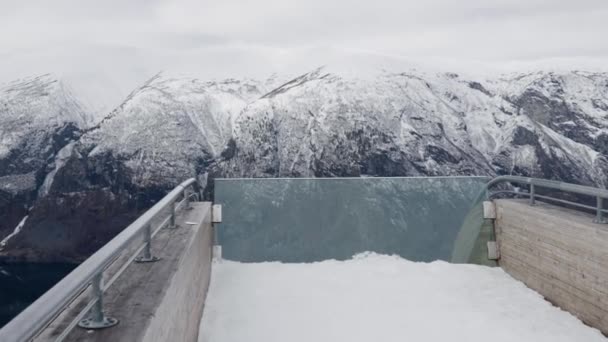 Uitzicht Stegastein Boven Aurlandsfjord Noorwegen — Stockvideo