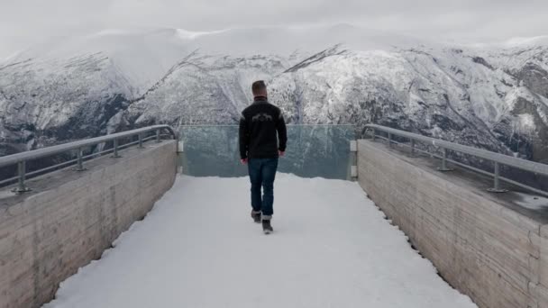 Ponto Vista Stegastein Acima Aurlandsfjord Noruega — Vídeo de Stock