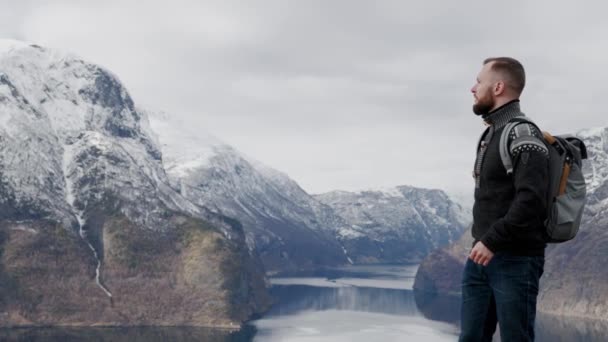 Άποψη Ενός Aurlandsfjord Στη Νορβηγία — Αρχείο Βίντεο