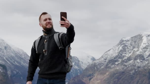 Uitzicht Een Aurlandsfjord Noorwegen — Stockvideo