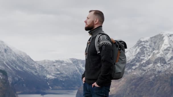 Kilátás Egy Aurlandsfjord Norvégiában — Stock videók