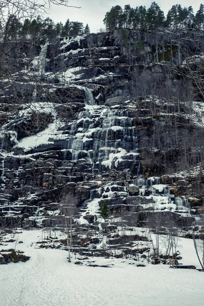 Norveç Kış Boyunca Twindefossen — Stok fotoğraf