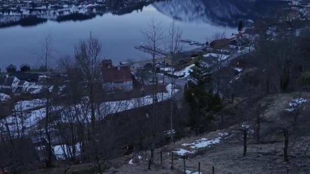 Naeroyfjord Στο Χωριό Gudvangen Νορβηγία — Αρχείο Βίντεο