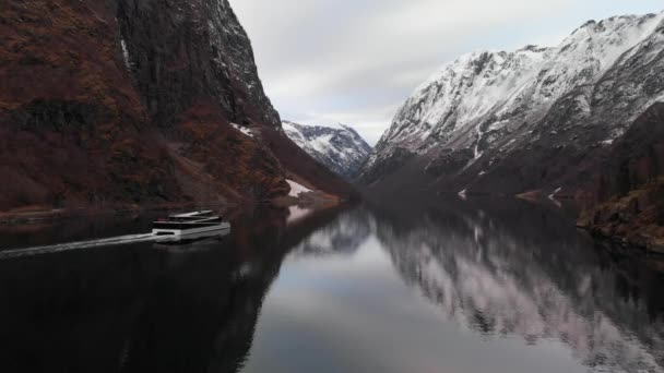 Pohled Aurlandsfjord Norsku — Stock video