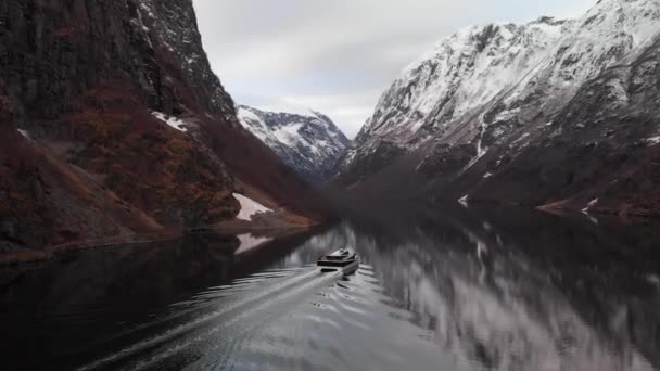 Kilátás Egy Aurlandsfjord Norvégiában — Stock videók