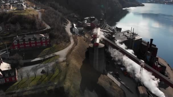 Illmenite Smelter Shore Fjord Tyssedal Norway — Stock Video