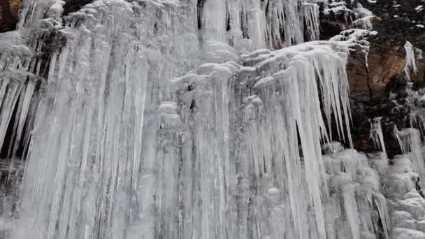Cliff Full Icicles — Stock Video
