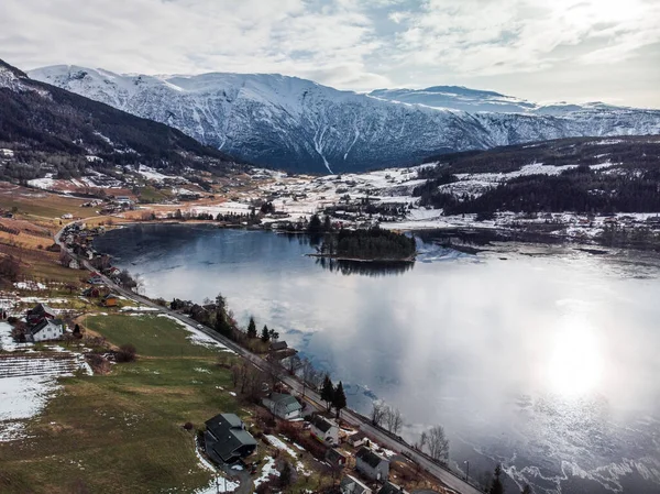 Vista Sobre Hardangerfjord Terraço Casa Noruega — Fotografia de Stock