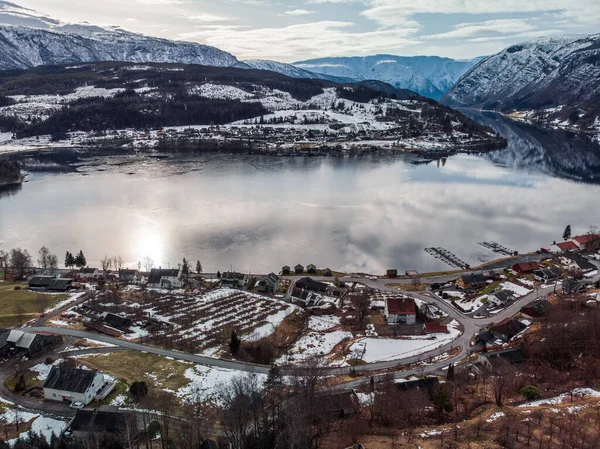 Vista Sobre Hardangerfjord Desde Terraza Casa Noruega — Foto de Stock
