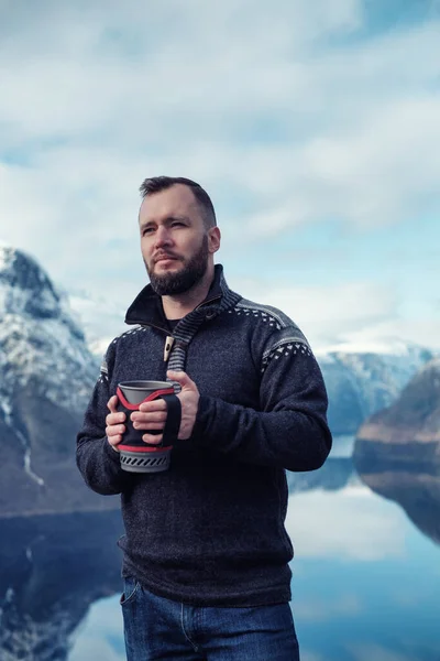 Widok Fiord Aurlandsfjord Norwegii — Zdjęcie stockowe