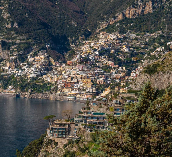 Bir Positano kasabası manzarası, İtalya — Stok fotoğraf