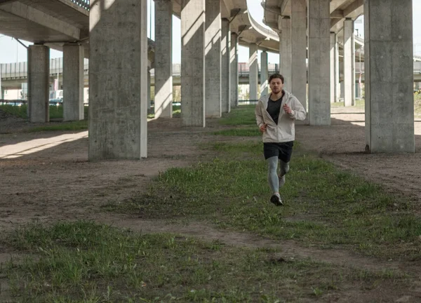 Man Warming Street Workout Alone — Stock Photo, Image