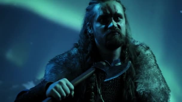Guerrier Viking Contre Aurora Borealis — Video
