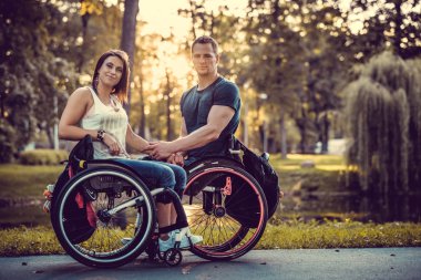 Peaceful handicapped young couple 