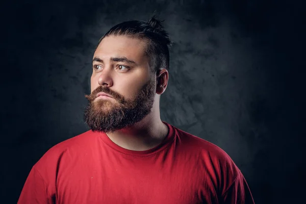 Bearded male in a red t shirt — Stock Photo, Image