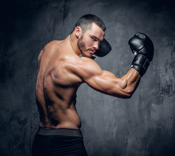 Агрессивный боксер без рубашки
