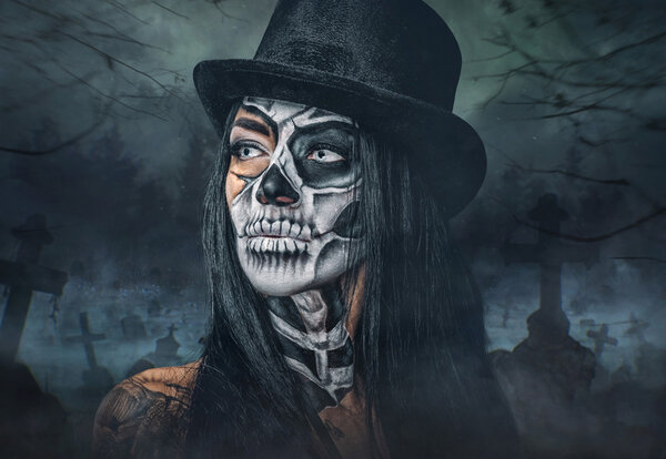 Female with skull make up