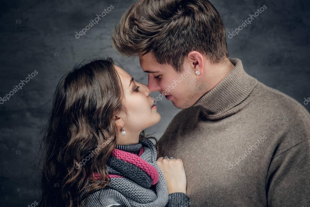 Passionate couple before their first kiss. Stock Photo by ©fxquadro  128820624