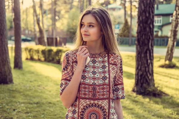 Cute long haired brunette girl — Stock Photo, Image