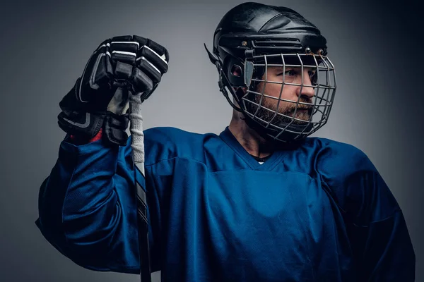 Joueur de hockey sur glace barbu — Photo
