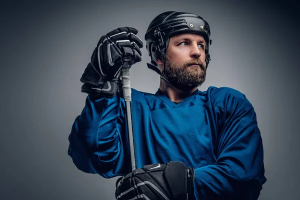 Giocatore di hockey su ghiaccio barbuto — Foto Stock