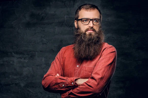 Homem hipster barbudo em óculos — Fotografia de Stock