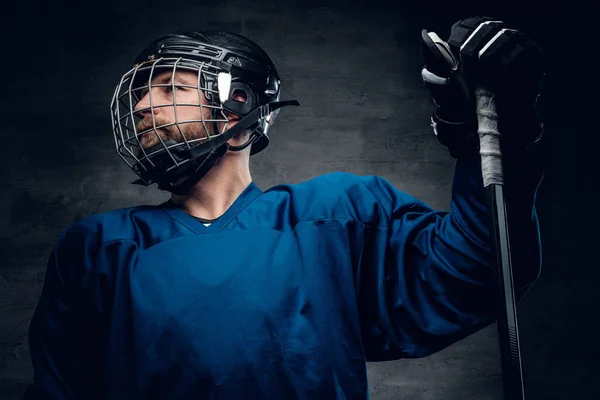 Bearded ice-hockey player in safety helmet — Stock Photo, Image