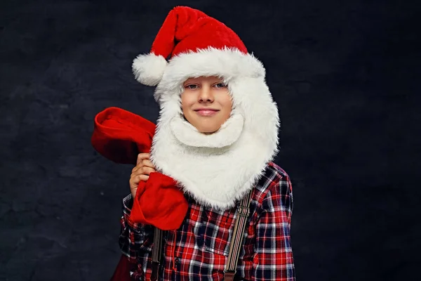 Niño vestido con traje de vacaciones de Santa — Foto de Stock