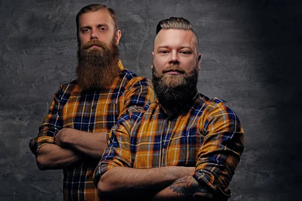 Two bearded men with crossed arms — Stock Photo, Image