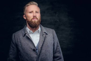 Ciddi sarışın sakallı adam 