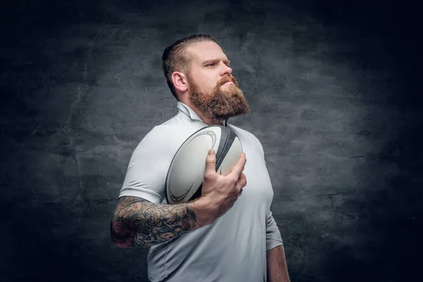 Bearded rugby player with tattoos — Stock Photo, Image