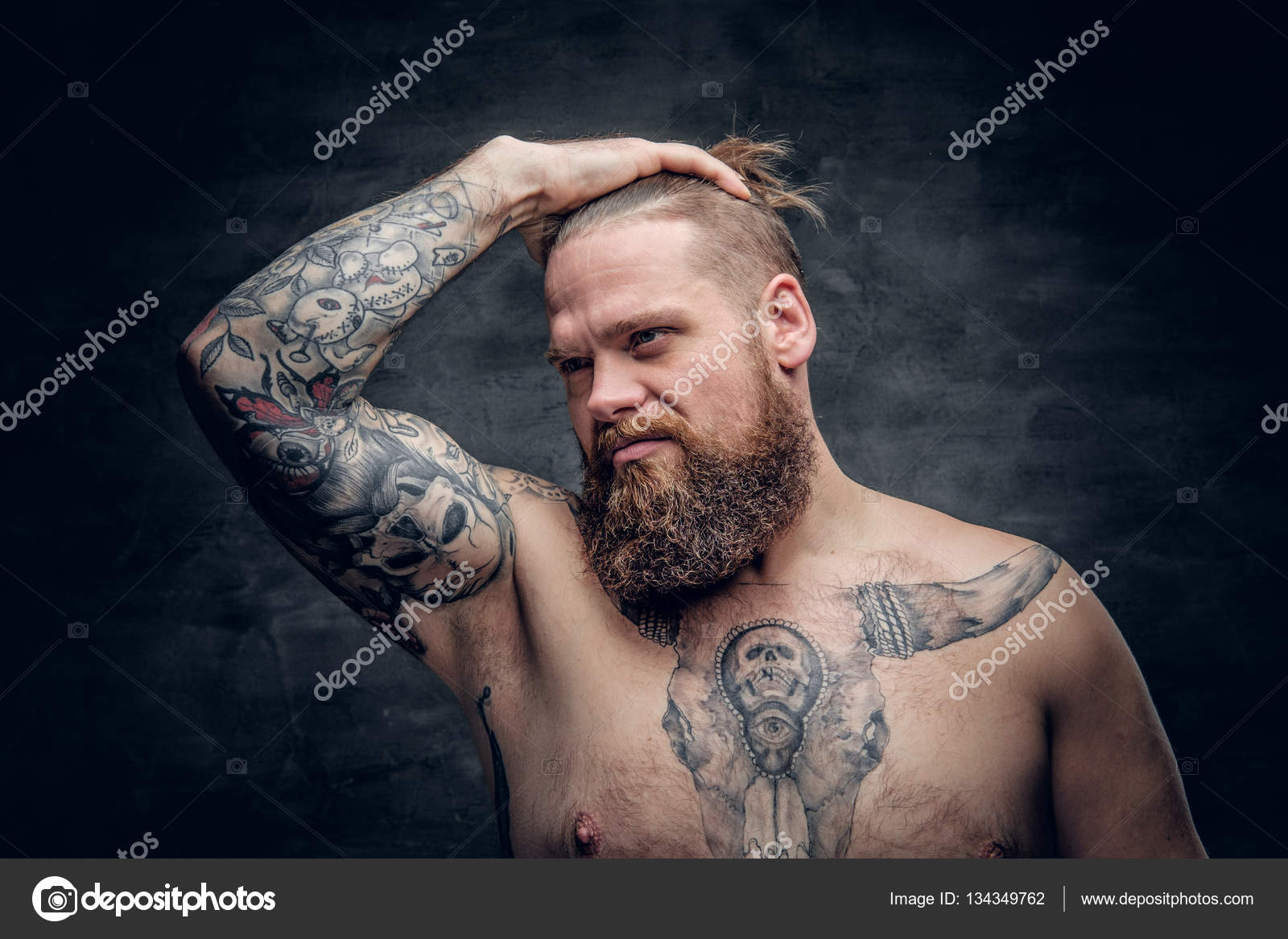 Man with bull tattoo on a chest Stock Photo by ©fxquadro 134349762