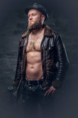 Man wearing a leather jacket clipart