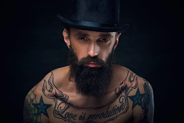 Bearded man in top hat — 스톡 사진
