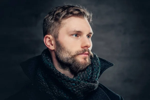 Мужчина в шерстяной куртке и шарфе — стоковое фото