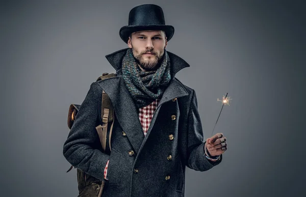 Hipster vestido con una chaqueta gris —  Fotos de Stock