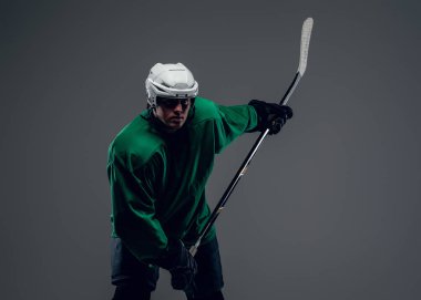 Hokey oyuncusu buz sopa tutar