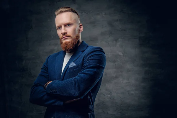 Bearded male in a blue jacket — Stock Photo, Image