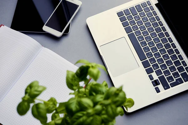 Open laptop, smartphone and tablet — Stock Photo, Image