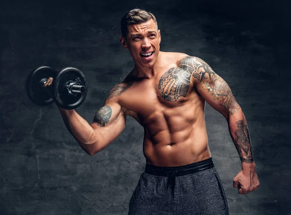 Athletic muscular shirtless man — Stock Photo, Image