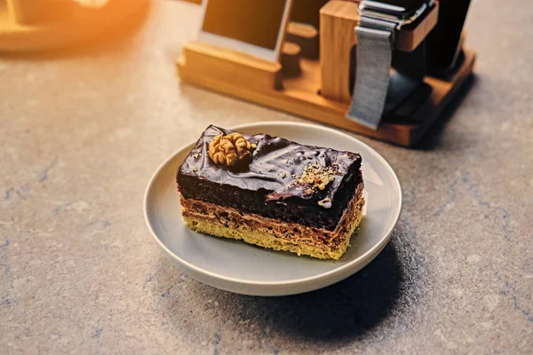 Heerlijke zoete chocoladetaart — Stockfoto