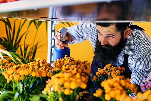 Brutal bearded flower seller