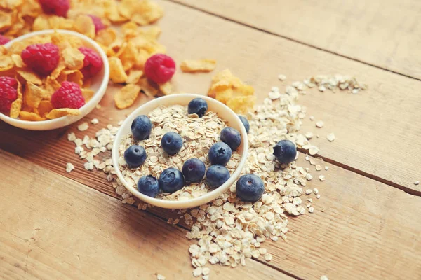 Fiocchi di mais dorati e avena di Ercole — Foto Stock